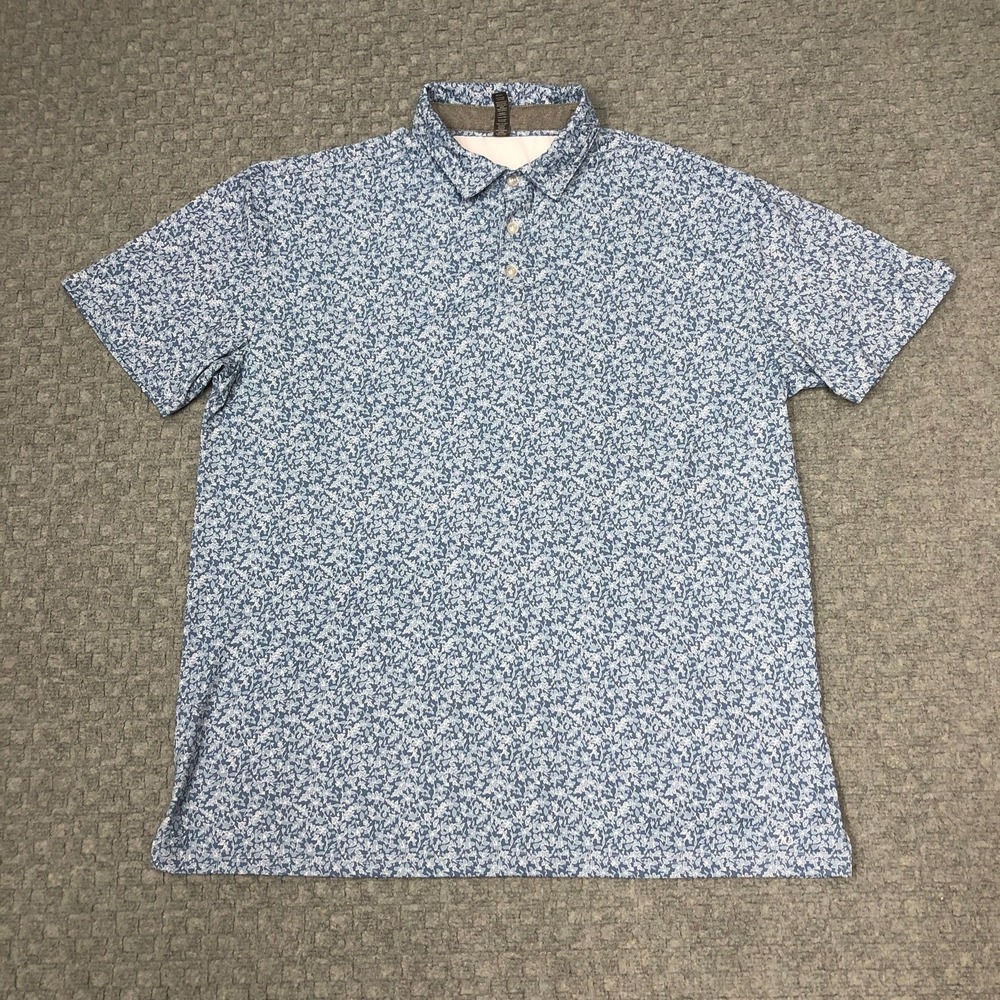 AndersonOrd Polo Shirt Mens XL Blue Floral Golf Performance Stretch Casual Core